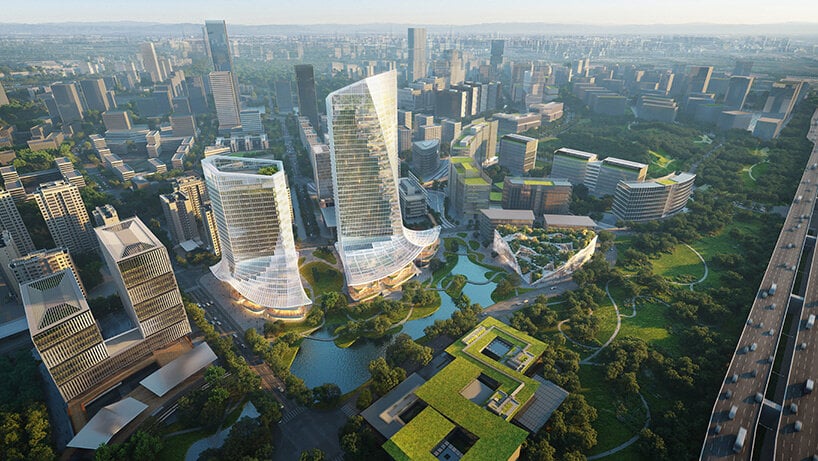 Зелень каскадом спускается по широким башням MVRDV для парка программного обеспечения Tianfu