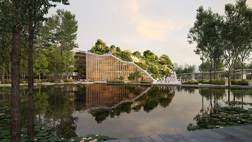 Зелень каскадом спускается по широким башням MVRDV для парка программного обеспечения Tianfu