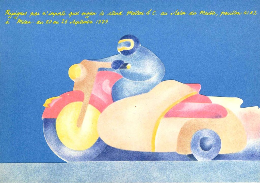 Invito per il xix salone internazionale del mobile di milano, 1979, Design L. Meda, F. giacometti - Grafica Gerotto Sparks