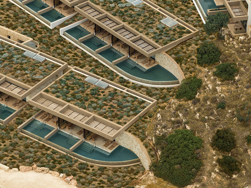 Block722 Sculpts JW Marriott's Crete Resort в ландшафт, используя камень с сайта